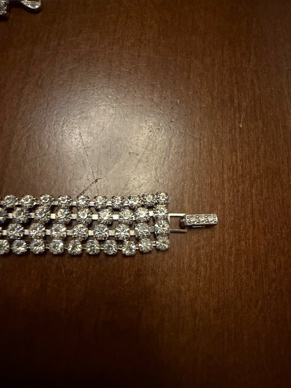 Vintage 60’s Silver Toned Crystal Rhinestone Choker Type Necklace & Bracelet - Picture 5 of 9